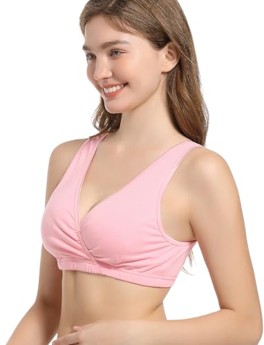 Image of CAKYE 3 Pack Cotton Maternity Nursing Bras Breastfeeding Sleep Bralette