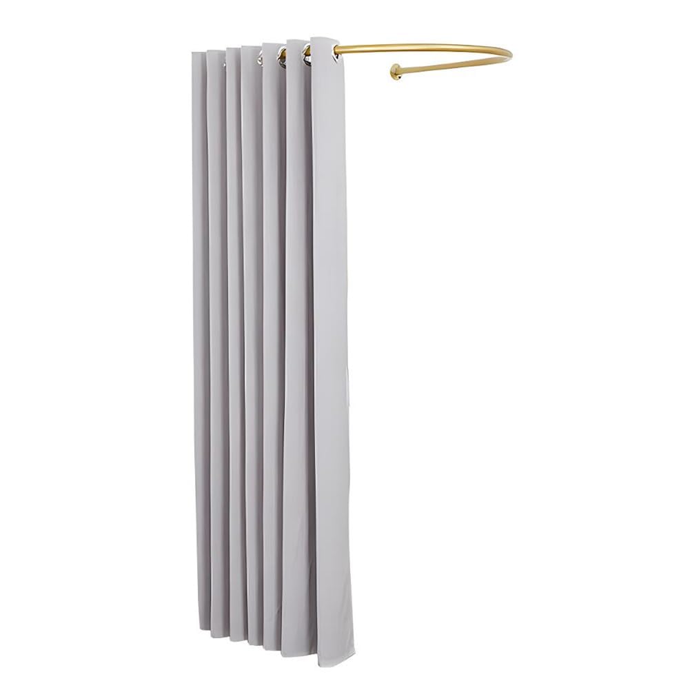 Zfmnoyev Fitting Room Clothing Store, Wall-Mounted Dressing Room with Blackout Curtains, U-Shaped Metal Guide Rail, Easy to Install, Used in Offices and Shopping Malls(Color:Gray,Size:80x80cm)