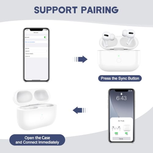 Image of Wireless Charging Case for Airpod Pro 1 & 2 Gen, Airpod Pro Charging Case Replacement wiht 660 mAh Battery, Replacement Airpod Pro 2 Charging Case with Bluetooth Pairing Sync Button,No Earduds