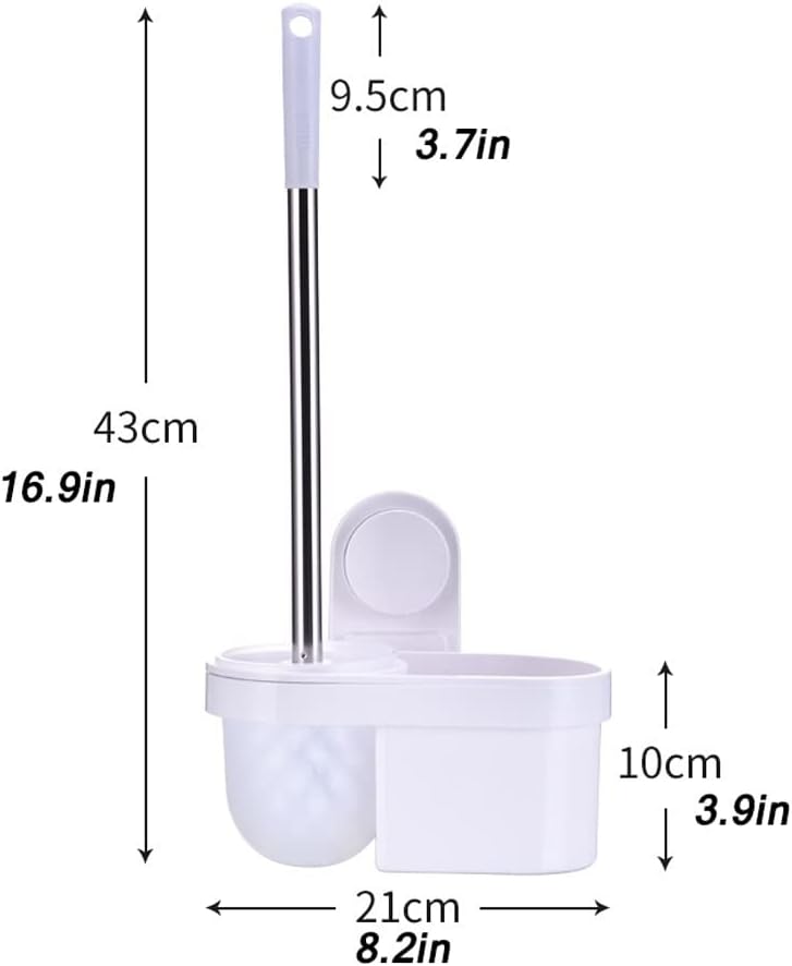 Toilet Brush Holder Toilet Brush Holder Household Wall-Mounted Toilet Brush Bathroom Long Handle Cleaning Brush 360° No Dead Angle Cleaning Brush Free Punch Set Toilet Brush Holders