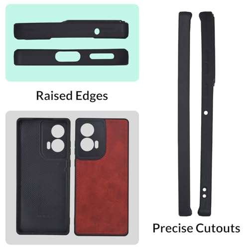 Image of SPRIG Compatible with Moto G96 Matte PU Leather TPU Premium Back Cover Drop Tested Shock Proof Mobile Case for Men, Women, Boys and Girls with Camera Protection (Red)