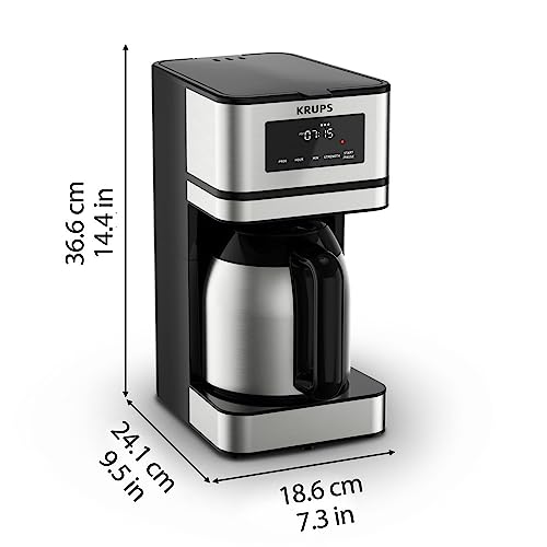 KRUPS 14 Cup Coffee Maker, Simply Brew Stainless Steel and Glass Carafe, Digital Control, Customize Brew, Programmed Start 1050 Watts Drip, French Press, Espresso, Pour Over, Cold Brew - Image 8