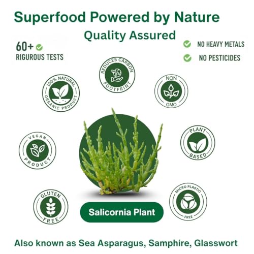 SaltWise Salicornia (Samphire) White Salt | 50% Less Sodium Plant-Based Salt Substitute | Natural Mineral Sea Salt Alternative | Vegan, Non-GMO, No Additives (200g)