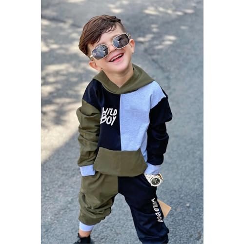 2-6T Toddler Baby Boy Clothes Color Blocking Hoodies + Pants Fall Winter Outfits2