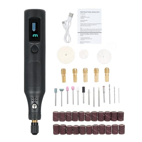 Cordless Rotary Tool with Digital Display Screen 3- Grinder Kit with 43Pcs Accessories Type-C Charging Art Craft Tool for Grinding Cutting Engraving Drilling and Small DIY Crafts