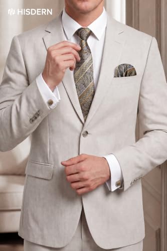 Image of HISDERN Ties for Men Paisley Tie and Pocket Square Cufflinks Set Formal Classic Floral Necktie Handkerchief Wedding Party