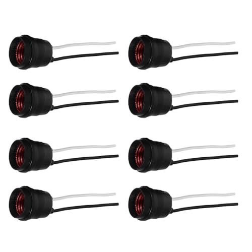 Gadpiparty Lot de 8 douilles de lampe d'extérieur en caoutchouc noir avec protection de fil souple pour ampoules suspendues, base à visser pour usage domestique et commercial