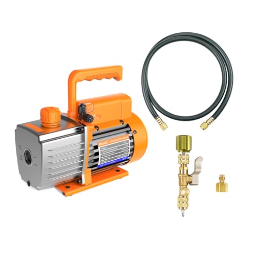 Elitech Professional HVAC Bundle: NVP-3 3CFM Vacuum Pump + Heavy Duty Charging Hose + Valve Core Tool – Complete Evacuation & Maintenance Kit for AC/Refrigeration Systems miniatura 1