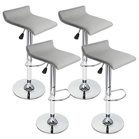 4 Pcs Gray Modern Bar Stool Swivel Chair Pub Counter Low Profile Barstools Cover