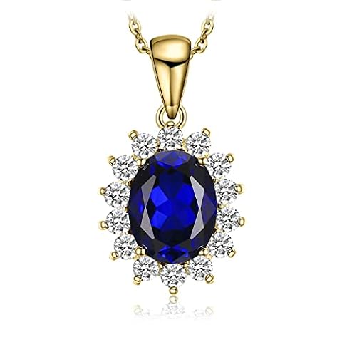 JewelryPalace owalny 3,2ct szafirowy łańcuszek księżnej Diany Kate Middleton, naszyjniki damskie srebro 925 naszyjnik z kamieniami szlachetnymi dziewczyny, łańcuszki dla kobiet prezent pozłacany 45CM