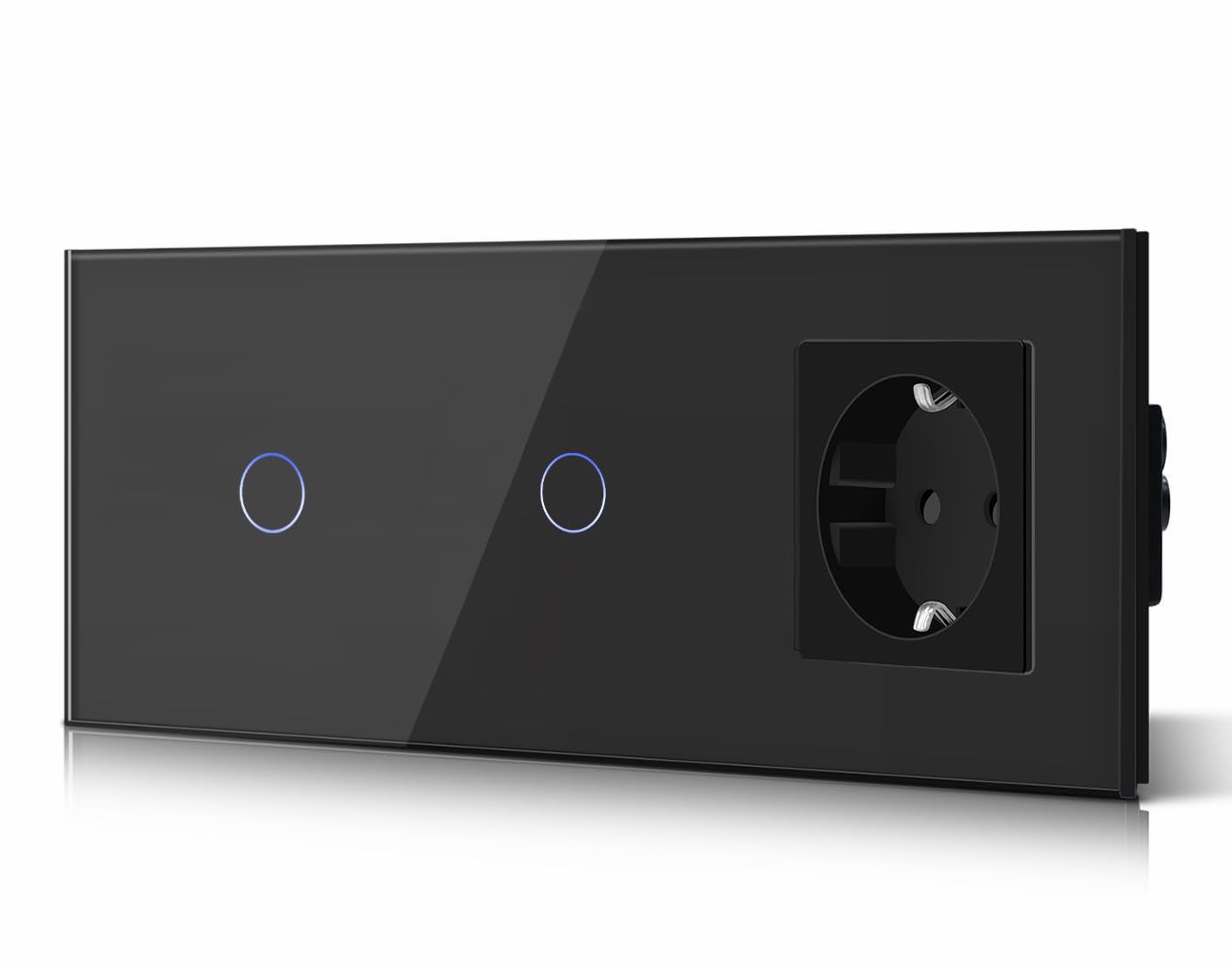 BSEED Interruptor táctil y enchufe pared,Toma de corriente con USB C,Panel de Vidrio con pulsador LED,Sin Función Wifi,1 Gang 1 Vía+1 Enchufe USB/Tipo C,157mm Negro — view 78
