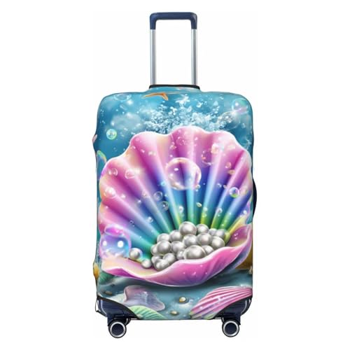 Pink And Purple Seashell With Pearls Elastic Travel Luggage Covers Dustproof Scratch-Resistant Suitcase Protector Fit 22-24 Inch