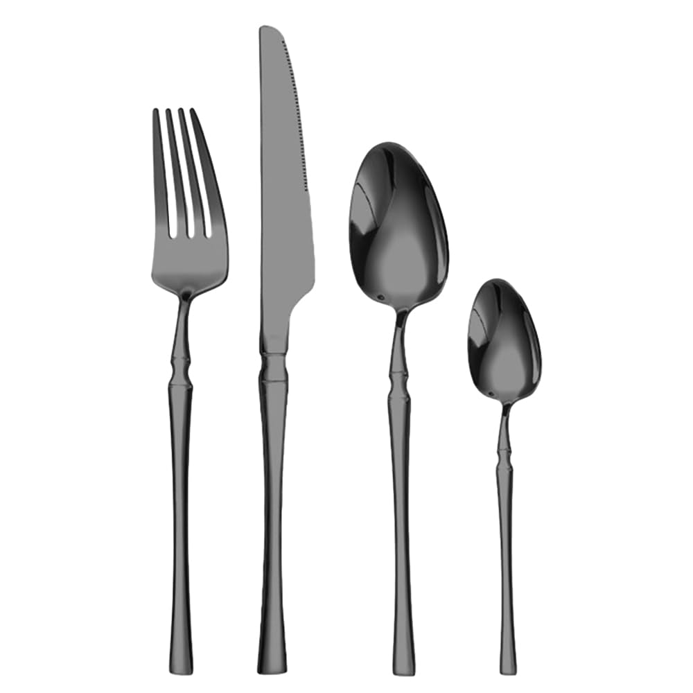 Wakects Juego de Cubiertos de Acero Inoxidable, 24 Piezas, Tenedores, Cucharas y Cuchillos, Pulido, para Cocina de Casa y Fiestas