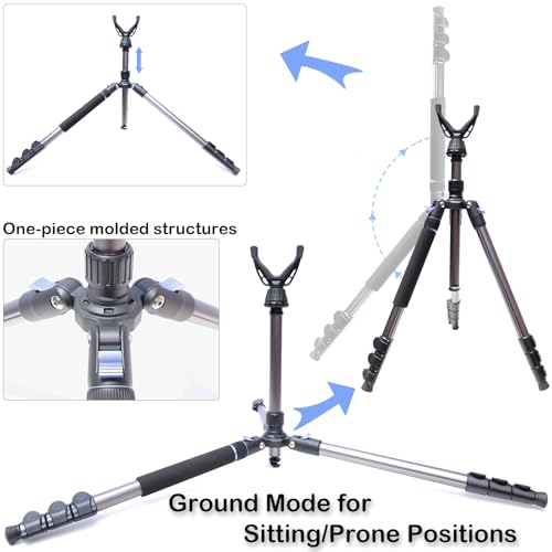 Image of Adjustable Shooting Tripod for Rifles Shooting Stick Level-Lock 3-in-1 Tripod Monopod Bipod, 22.8″-61″ Height, Lightweight Aluminum Alloy with Carrying Bag, Stable Rifle Rest for Hunting & Outdoor
