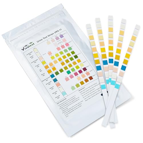Urine Test Strips - 11 Parameter Urinalysis Dipstick Test Strips for Glucose, UTI, Kidney, and Liver Health, Dip Sticks for Urine Testing UK, Urinalysis Sticks with Fast Results | 50 Ct | Viva Test