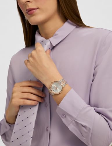 Image of Xylys Duet Swiss Analog Two Toned Stainless Steel Strap Silver Dial Watch for Women - 45027KM01E