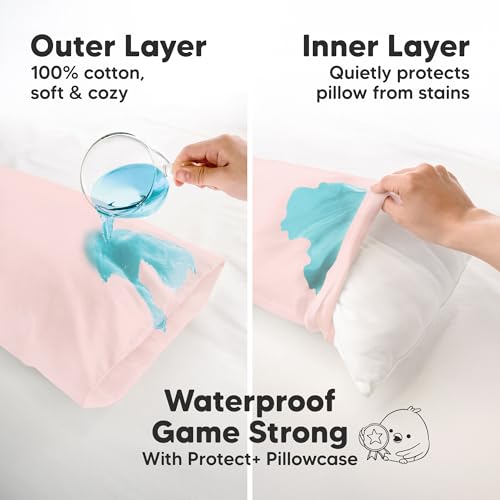 Image of KeaBabies 13x18 Waterproof Toddler Pillowcase, 1pk Pillow Case (Mist Pink) | Soft Waterproof Toddler Pillow Protector Cover for Kids, Boys, Girls, Machine Washable, Small Travel Pillow Sold Separately