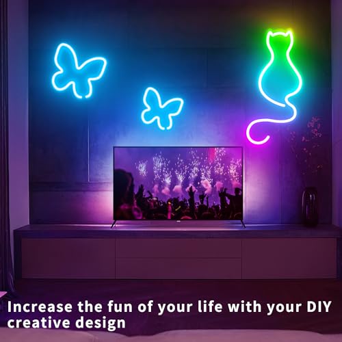 Image of LED Neon Rope Lights 50FT,IP65 Waterproof LED Strip Lights,Music Sync LED Lights with Remote and APP Control, 24V RGB LED Rope Lights for Bedroom,Holiday Decoration(with Snap &Screws) | Music Sync LED Lights with Remote and APP Control, RGB LED Rope Lights for Bedroom,Holiday Decoration(with Snap &Screws)