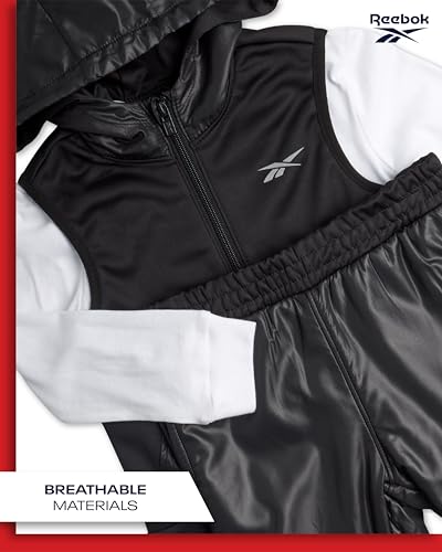 Reebok Boys Athletic Set - 3 Piece Zip Puffer Vest, Long Sleeve Jersey Tee, and Fleece Jogger Pants for Toddlers/Boys (12M-7)3