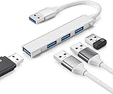 MORNWELL Hub USB 3.0,Ultradelgado Convertidor 4 en 1 Adaptador de USB A 4 Puertos,5 Gbps USB Hub Portátil Compatible con...