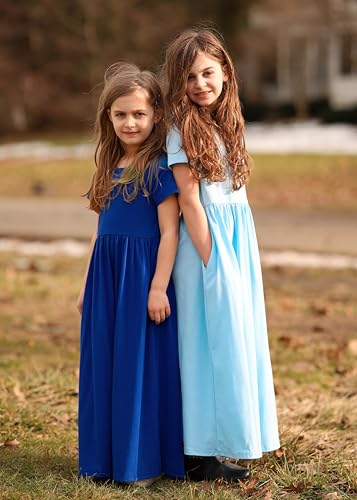 Image of Arshiner Girls Maxi Dress Long /Short Sleeve Casual Holiday Dress with Pockets for 5-13 Years