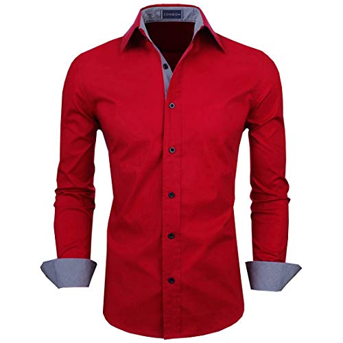 Image of Zombom Men's Solid Cotton Blend Regular Fit Full Sleeve Collared Neck Casual Shirt for Men
