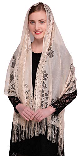 Opiniones de Chapelas para Mujer Top 5. 39 PAMOR Chapel Velo Bufanda Mantilla Velos Rectangular Envoltura Chal Mass Cabeza Cubierta con Flecos, Champán, Talla única