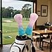 ELEQIN Pink Blue Golf Club Head Covers, Golf Head Covers for Hybrid, Easy Put On Easy Remove Sleeve Leather Headcovers, Sports Outdoors Accessories for Daily Travel