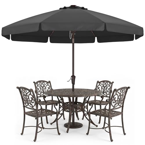 ABCCANOPY 11ft Scalloped Patio Umbrella, Outdoor Table Umbrella with Tilt and Crank, Fiberglass Ribs Deck Umbrella for Patio, Pool, Garden, Picnic (Dark Gray)