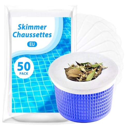 KGC Chaussette Skimmer Piscine 50 Pièce (Convient aux Filtres de 7 à 19 cm), Chaussette Skimmer Lavable & Réutilisable pour Panier Skimmer, Prefiltre...