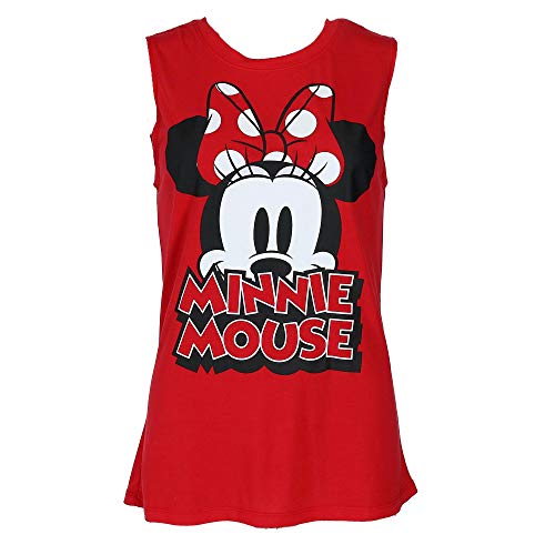 Minnie Mouse Bow Women's Fashion Tank Top Large Red