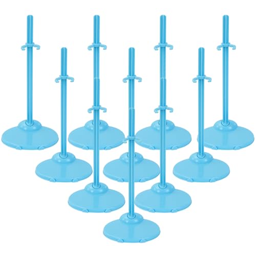Image of Doll Stands, Doll Stands Display Holder with Adjustable Waist Clip, Blue Doll Support Stand for 11 to 13 Inch Dolls Action Figure Stand Doll Accessories (10pc-Blue)