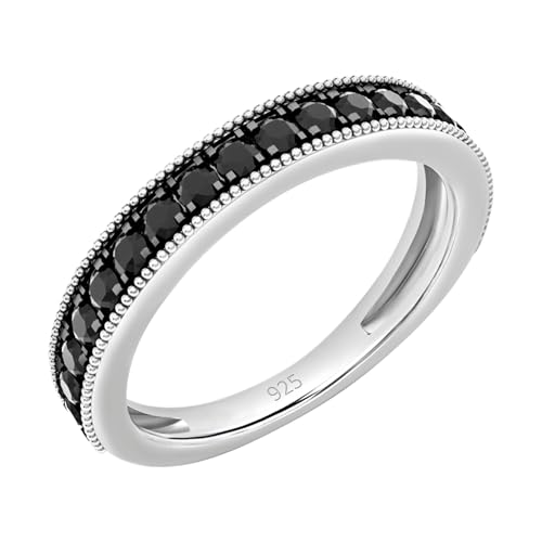 Dazzlingrock Collection Round Black Diamond Anniversary Stackable Wedding Band (Color Black, Clarity Opaque) in 925 Sterling Silver
