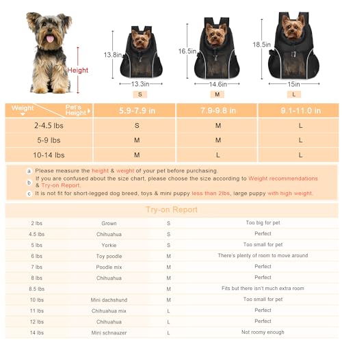 Woyyho Pet Dog Carrier Backpack Small Dog Front Backpack Ventilated Mesh Dog Travel Back Pack With Safety Belt For Travel Hiking Cycling Outdoor Use  thumb #3