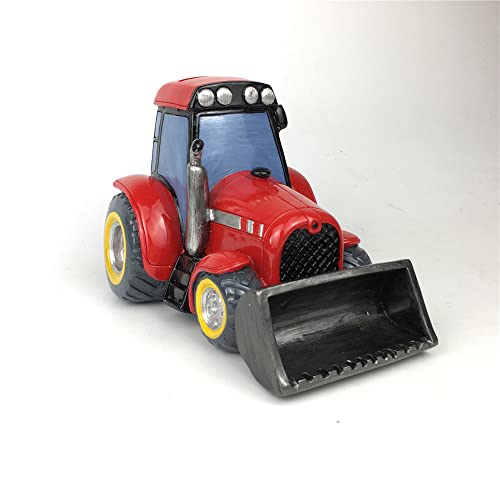 Preciosa hucha grande, diseño de tractor rojo con pala con cierre de rosca Cover