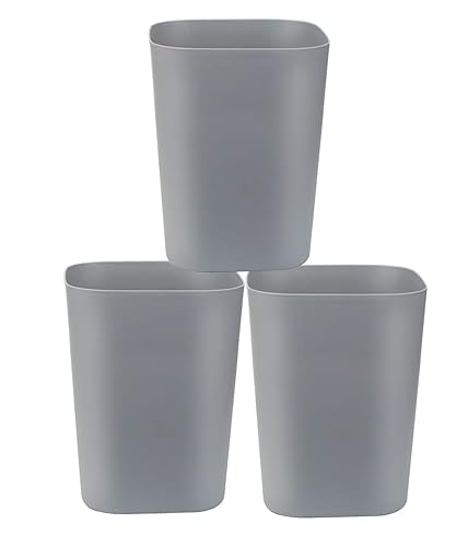 Besli Bote de basura pequeño de 2 galones para baño, dormitorio, cocina, oficina, paquete de 3 (gris)