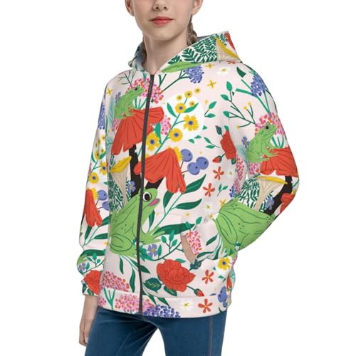 Mushroom and Frogs Kid Hoodies Boys Zip Up Sweatshirts Girls Pullover with Pocket