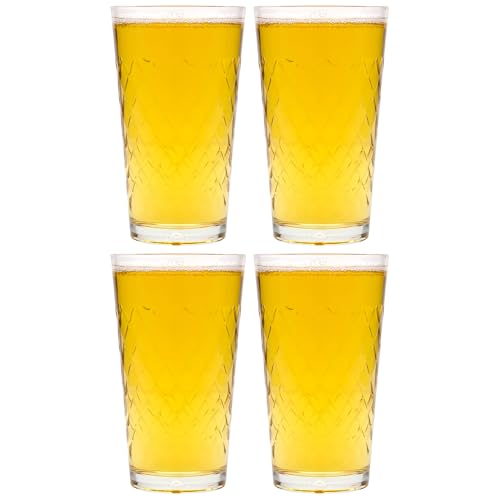 Flaschenland Trinkglas 500 ml gerippt im 4er Set aus Klarglas für Apfelwein