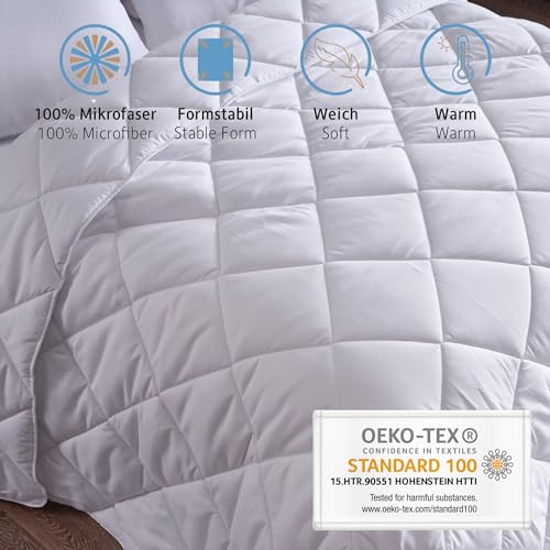 Komfortec Winterdecke 135x200 cm, 440gsm, warme Bettdecke für Winter, Decke Antiallergisch Blanket, Weiß – Ansicht 4