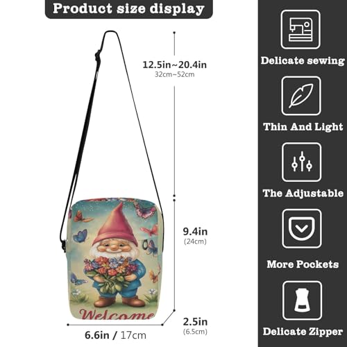 Retro Gnome messenger bag cute Crossbody Small Bag For Women Lady Shoulder Handbags Adjustable Strap for School School3