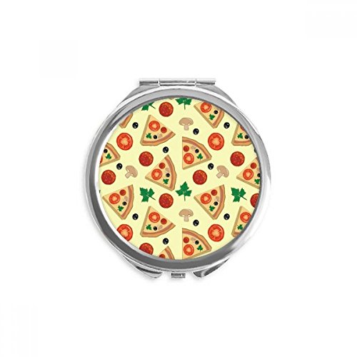 Miroir rond maquillage portable au restaurant motif pizza tomate d'Italie