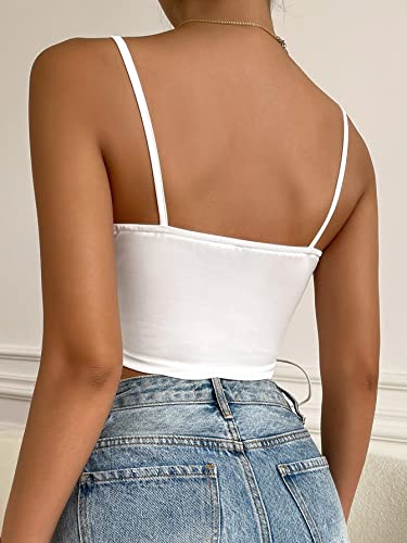 Verdusa Women's Lace Up Floral Embroidery Sleeveless Mesh Crop Cami Top Bustier - Image 2