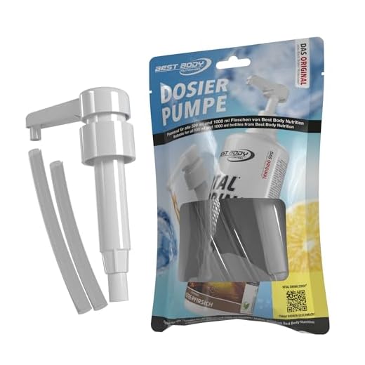 Best Body Nutrition Dosierpumpe – für 500ml und 1000ml Flaschen – Sirup Pumpe für Best Body Nutrition Vital Drink ZEROP – Ein Hub entspricht 5 ml Konzentrat – Vital Drink Dosierpumpe