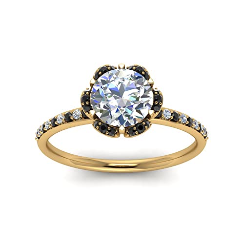 Image of 55Carat Choose Your Gemstone 6 Petal Ring Yellow Gold Plated Round Shape Halo Engagement Rings Well Shaped for Any Gift Giving Occassion Modern Style Enchating Women US Size 4 to 12