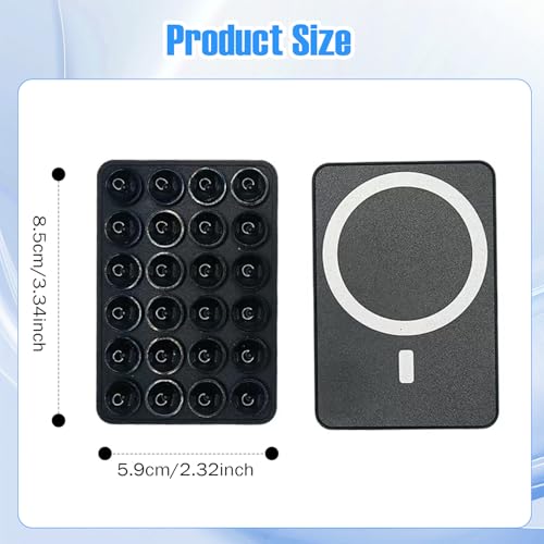 Luxeeva® Sticky Phone Holder for Video Shooting, Hands-Free Calls & Browsing, Silicone Phone Suction Holder with Metal Adapter Ring for MagSafe, Non-MagSafe Cases, Vacuum Suction Magnetic Holder - Image 3
