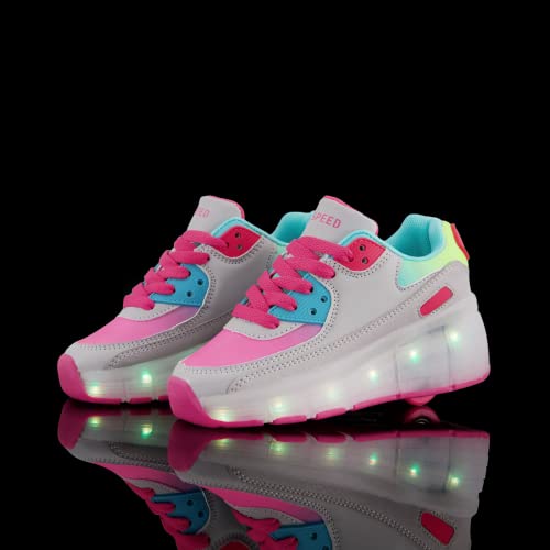 SDSPEED 7 Colors LED Rechargeable Kids Roller Skate Shoes with Single Wheel Shoes Sport Sneaker3