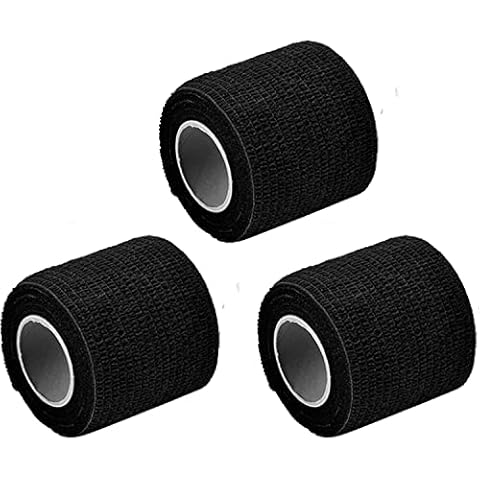 NAUZE 3 Rolls Black Tattoo Grip Needle Wrap Tape Disposable Tattoo Grip Cover Wrap Elastic Tattoo Needle Bandage for Tattoo Machine Grip (Black) Cover