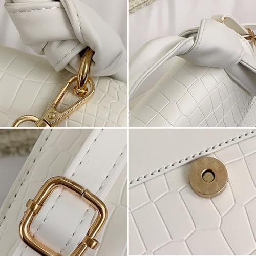 Image of Women Vegan Leather Evening Handbag Crocodile Pattern Handle Clutch Purse Cross Body Envelope Bag