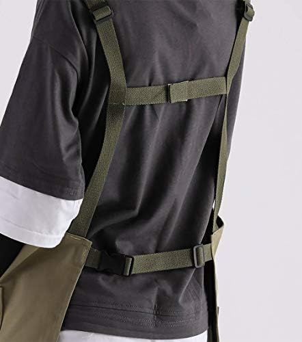 meioro Canvas Aprons for Men Women Painting Artist Aprons with Pockets, Adjustable Neck/Quick Release Buckle, Waterproof Cotton Canvas Fabric, Split-Leg Apron, Coffee Aprons Unisex