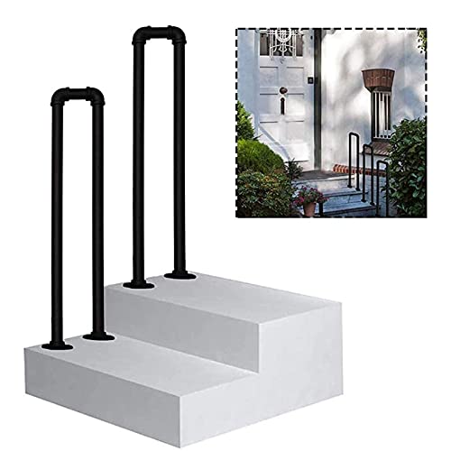 DREANNI Corrimano in Ferro Battuto Industriali a Forma Di U, Binari Delle Scale/Manici Nere Opache per Gradini Esterni e Scale Interne - Ralles Delle Scale per per Giardino Del Portico/45Cm/1.4Ft